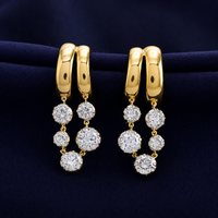 Lab Grown Diamond Georgian Cascade Earrings Gold over Silver 2.00 ct