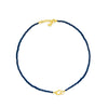 Created Blue Sapphire Bead Necklace with Silver over Gold and CZ Enhancer Charm Clip