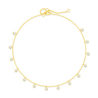 Bezel Set Layering Necklace with Silver Gold Plated and Cubic Zirconia  Ball Chain