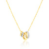 Goregeous Rondel Charm Necklace with Pave CZ Rondels and Shiny Charms on a Gold over SIlver Chain