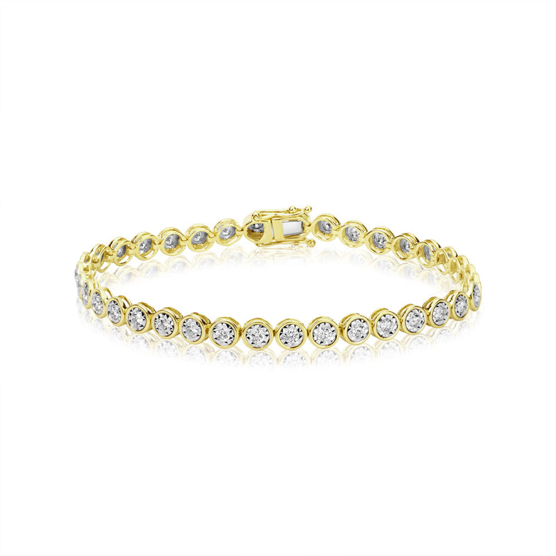 2 ct Bezel Set Illusion Tennis Bracelet 14kt Yellow Gold