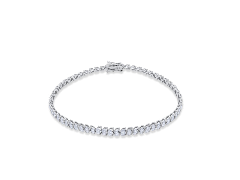 White Gold 3 Prong Tennis Bracelet 14kt White Gold 7 inches