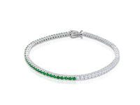 Half And Half Emerald Tennis Bracelet 14kt White Gold 7 inches
