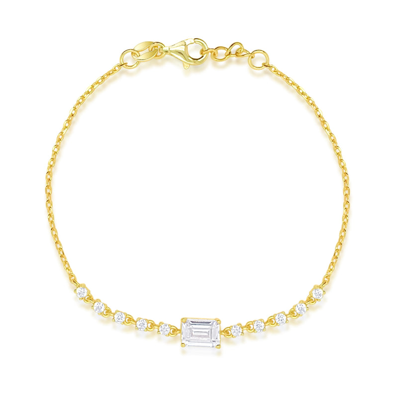 Yellow Gold Tone CZ Emerald Illusion and Bezel Bracelet