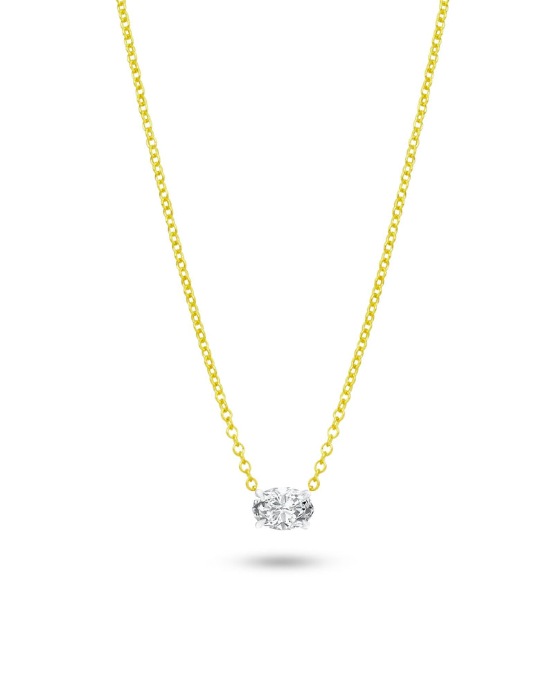 Single Stone Necklace | Oval Cut 1ct LAB Diamond