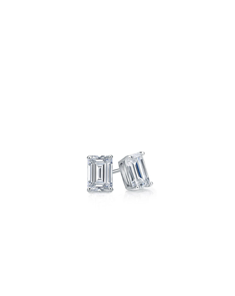 Studs Earrings | Emerald Cut 2ct LAB Diamond