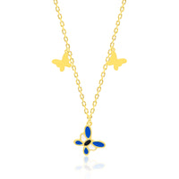 Little Girls Enamel and Gold Over Silver Butterfly Necklace