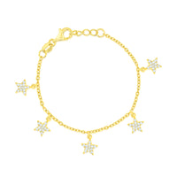 Etoielle Gold Over Silver Pave CZ Star Bracelet 7 inches Adjustable
