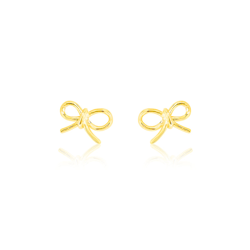 Etoielle Yellow Gold Tone WIre Bow Earrings Mini