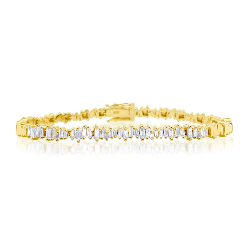 1 ct Yellow Gold Baguette Diamond Bracelet   14kt