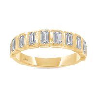 Emerald Cut Lab Grown Bezel Set Half Band