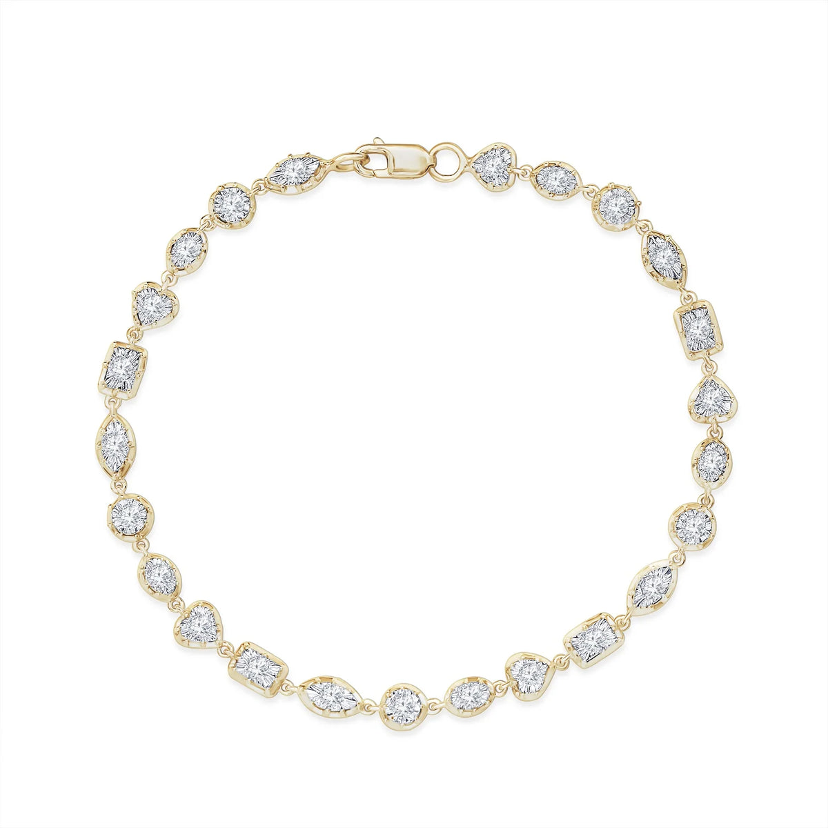 Georgian Oval Heart Shape Marquis Round and Radiant Multishape Lab Grown Diamond Tennis Bracelet