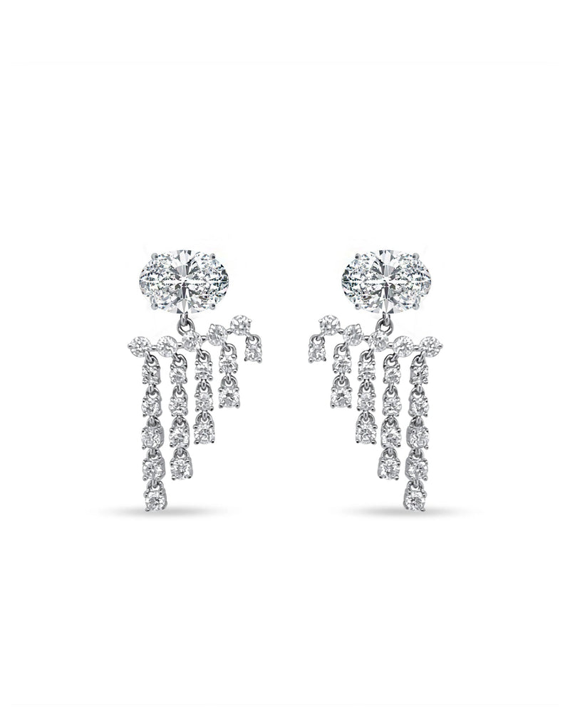Fringe Diamond Earrings | Oval Cut 1.5ct LAB Diamond