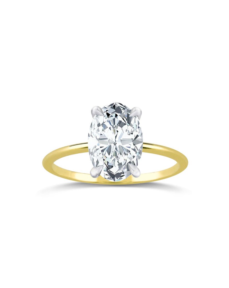 Oval Diamond Solitaire with Thin Gold Band
