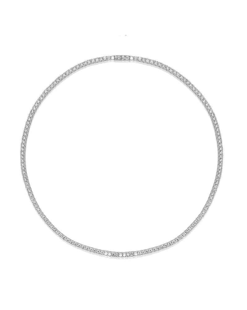 6.75 Carat Tennis Necklace Round Cut 4 Prong Lab Grown 16 inches