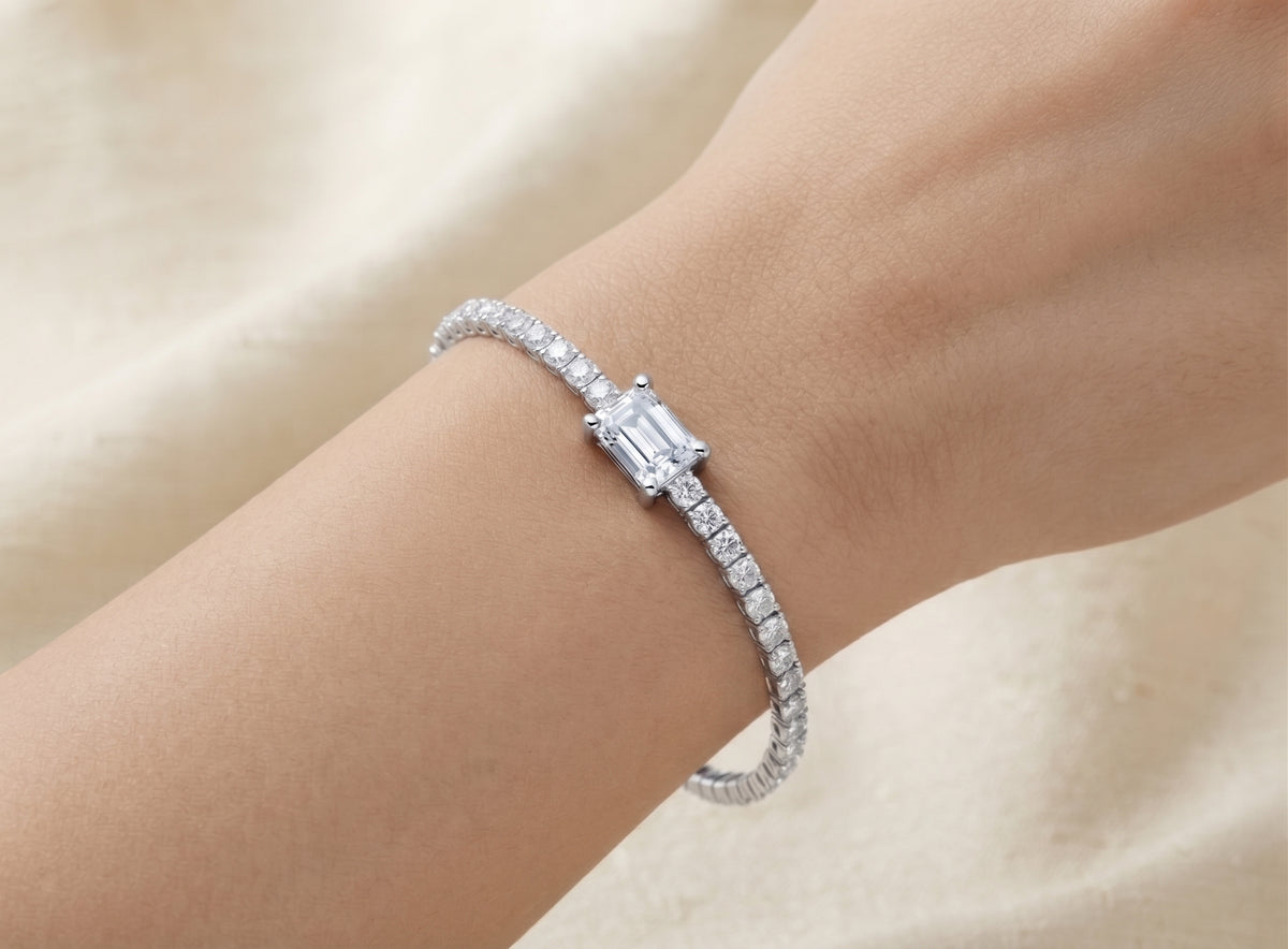 Silver and CZ Illusions Tennis Bracelet 7 inches