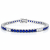 Tennis Bracelet with Alternating Created Sapphires and CZ  7 Inches