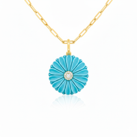 Turquoise Flower Charm Gold Over Silver and CZ