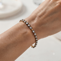 Georgian Style Tennis Bracelet in Cz and Silver and Silver Simulated 4 carat Black Rhodium 7 Inches