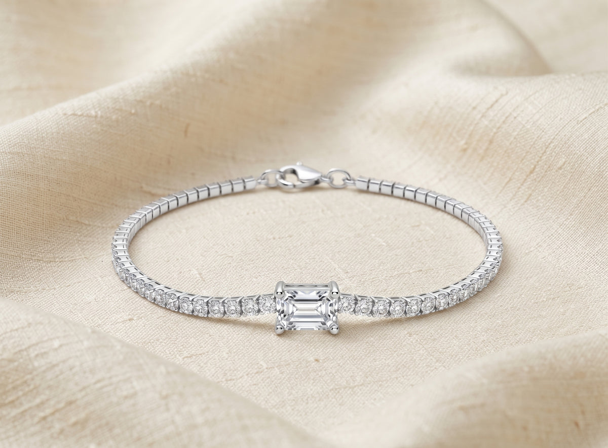 Silver and CZ Illusions Tennis Bracelet 7 inches