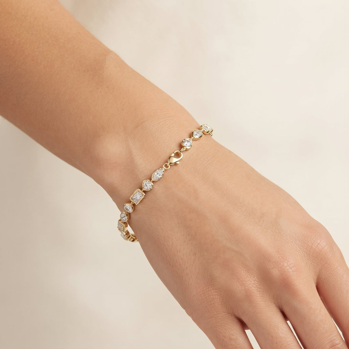 Georgian Oval Heart Shape Marquis Round and Radiant Multishape Lab Grown Diamond Tennis Bracelet
