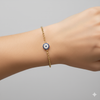 Evil Eye Bracelet with Created Sapphires and CZ on a Ball Chain 7 inches Adjustable