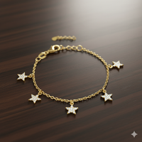 Etoielle Gold Over Silver Pave CZ Star Bracelet 7 inches Adjustable