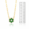 Vermeil Paperclip Created Emerald and CZ Flower Rose Layering Necklace
