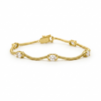Yellow over SIlver Oval  OVAL CZ Fluted Wave Tennis Bracelet 7 inches