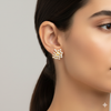 Gold Over Silver Cluster Lace Stud Earrings with CZ
