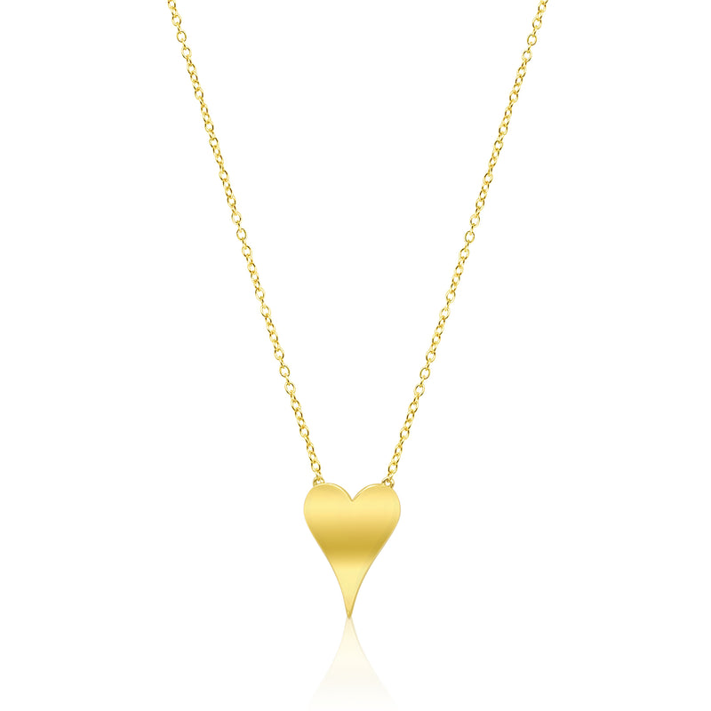 Yellow Gold Tone Elongated Heart Necklace