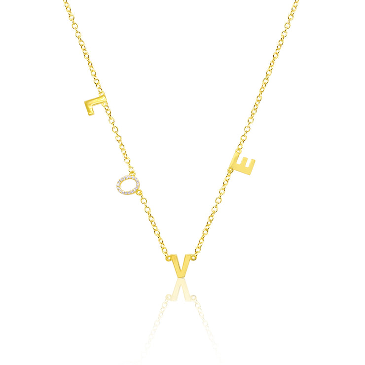 Etoielle Yellow Gold Tone CZ Love Charm Necklace