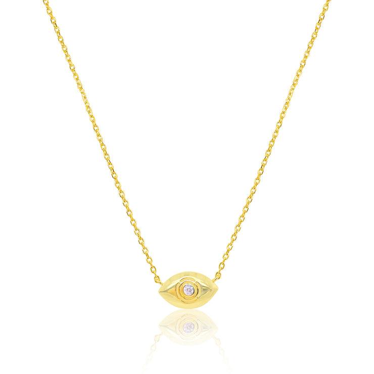 Etoielle Yellow Gold Tone Evil Eye and CZ Necklace