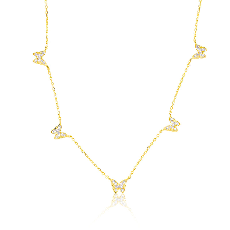 Etoielle Yellow Gold Tone CZ Butterfly Charm Necklace