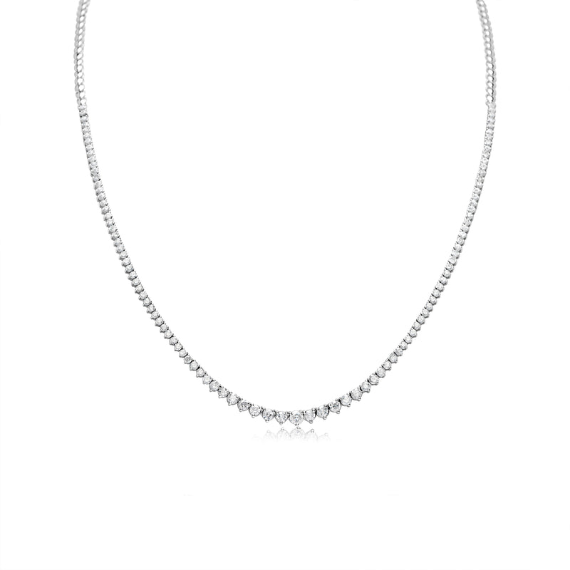 2.70 ct Diamond Tennis Riviera Necklace Graduated 16 inches 14kt White Gold