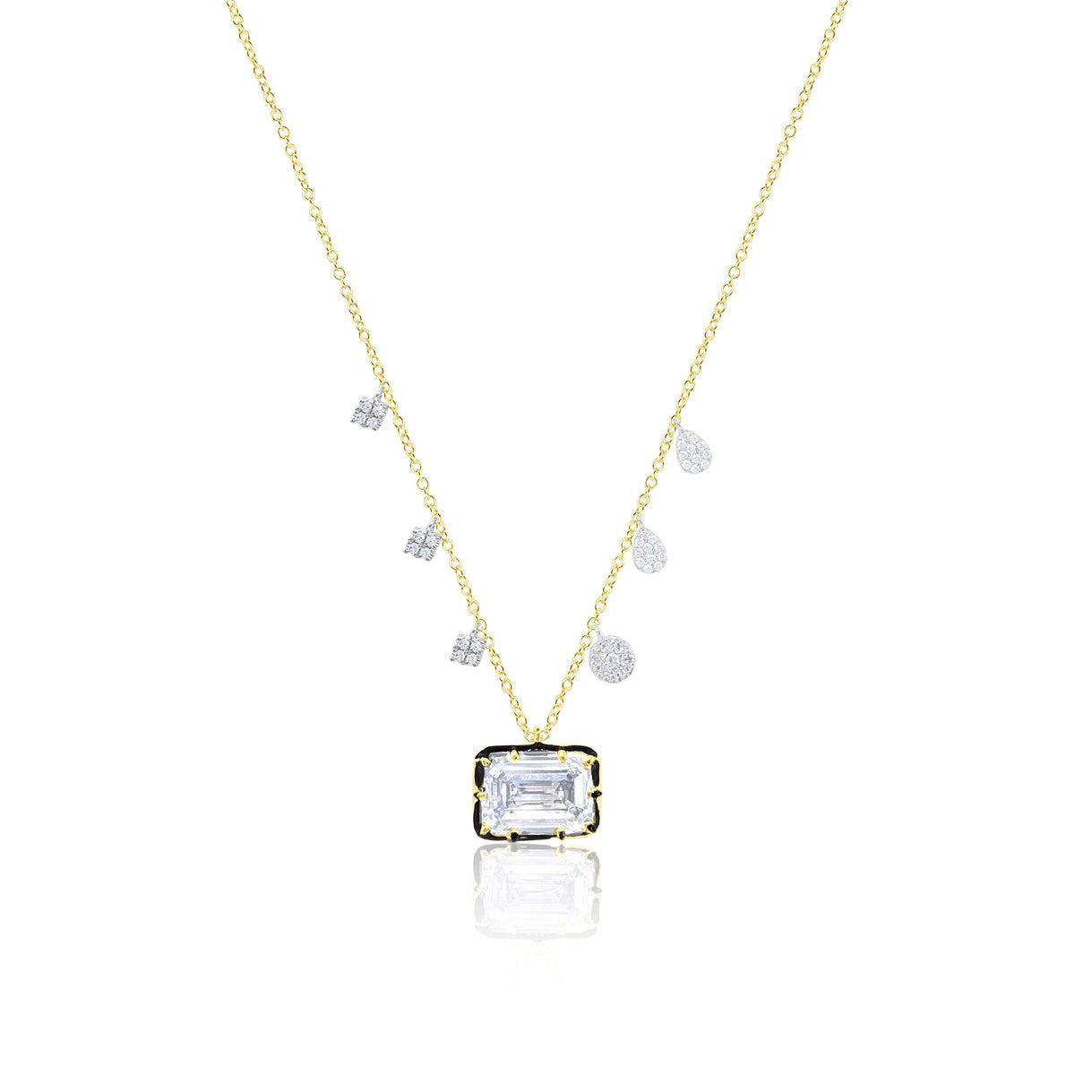 Yellow Gold 3 Carat Lab Diamond Fringe Necklace Georgian Style