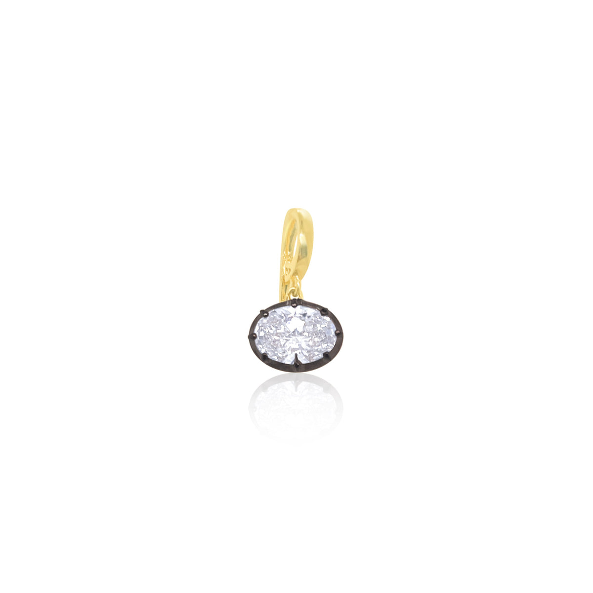 Georgian Oval Lab Grown Diamond Charm with Black Rhodium 1.00 ct