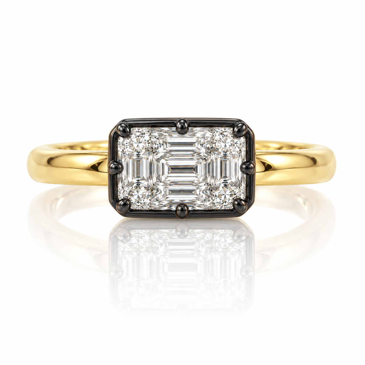 Georgian Settinh Emerald Cut Lab Diamond Ring