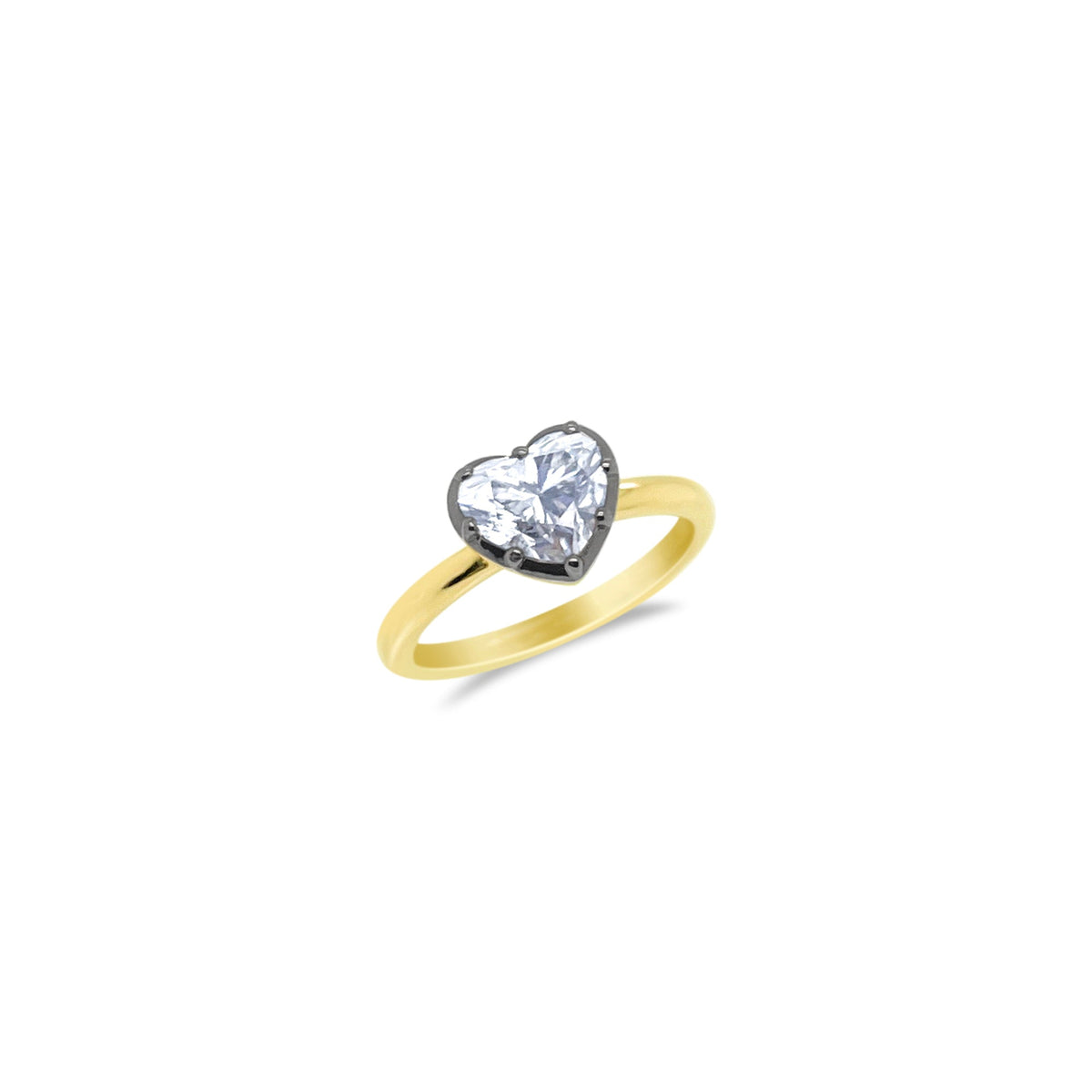Yellow Gold Heart Shaped Lab Georgian Ring