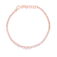 Graduated Bezel Set Tennis Bracelet  16 inches 1.85 ct