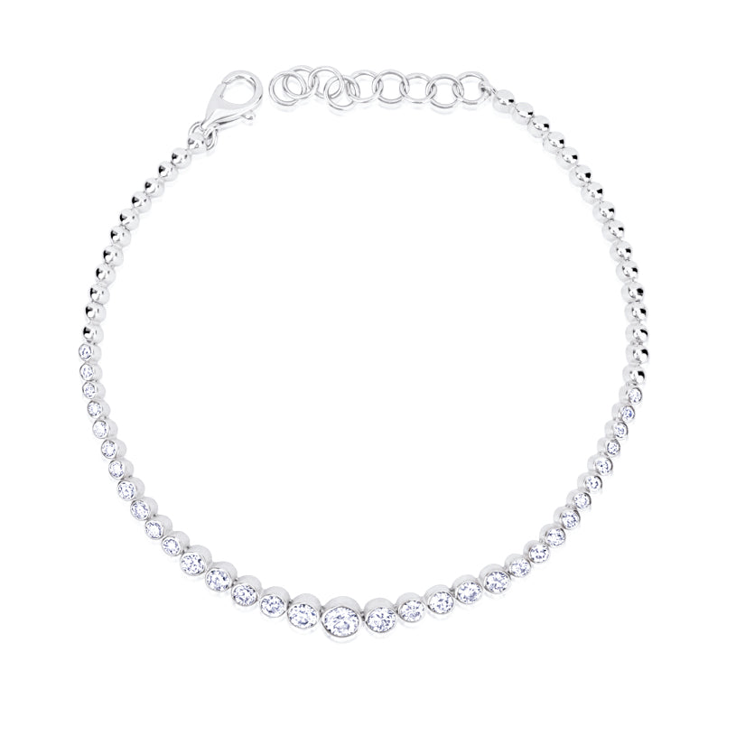 Graduated Bezel Set Tennis Bracelet  16 inches 1.85 ct