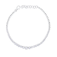 Graduated Bezel Set Tennis Bracelet  16 inches 1.85 ct