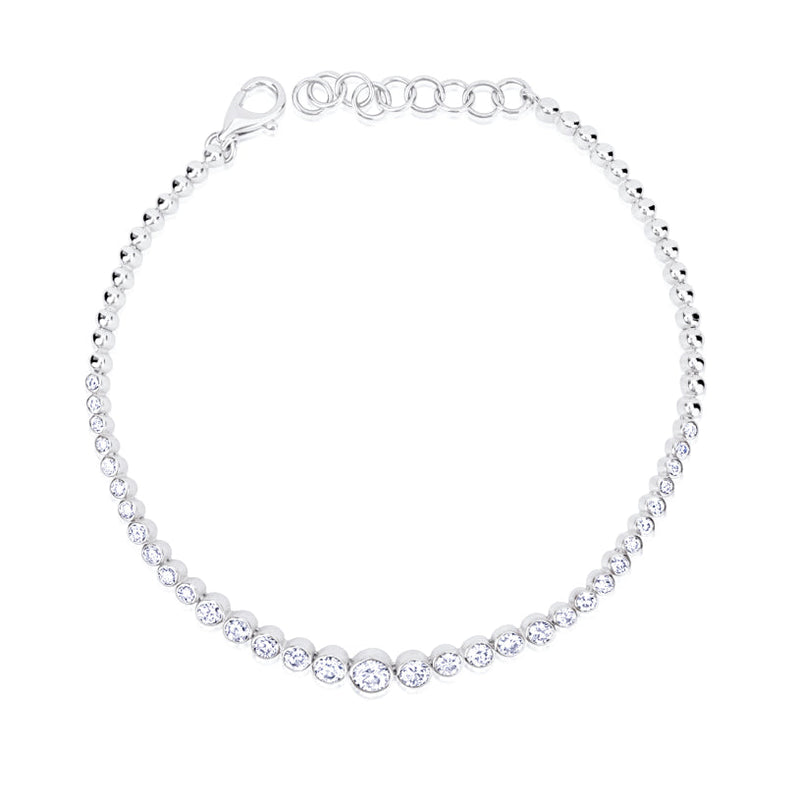 Graduated Bezel Set Tennis Bracelet  16 inches 1.85 ct