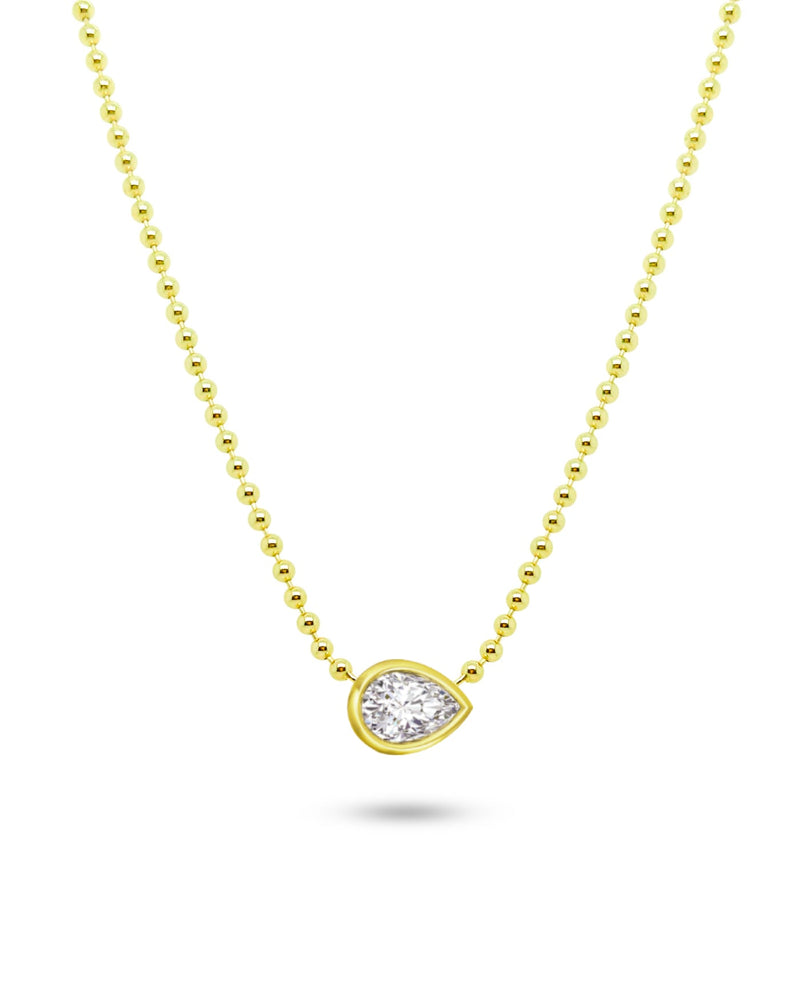 Spot Chain Necklace | Pear Shape Cut 0.8ct LAB Diamond