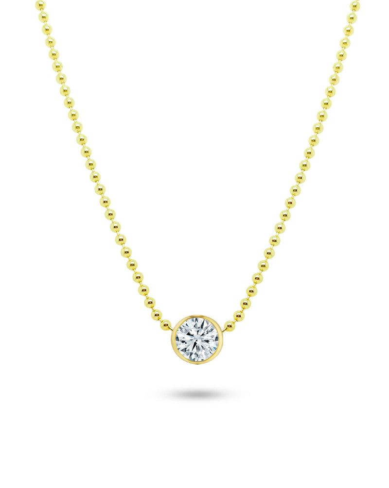 Spot Chain Necklace | Round Cut 0.8ct LAB Diamond