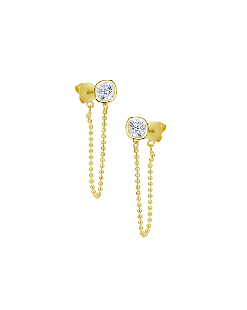 Spot Chain Earring | Cushion Cut 1ct LAB Diamond