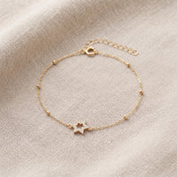 Gold Over Silver CZ Jewish Star or Star of David Bracelet