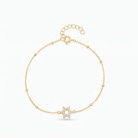 Gold Over Silver CZ Jewish Star or Star of David Bracelet