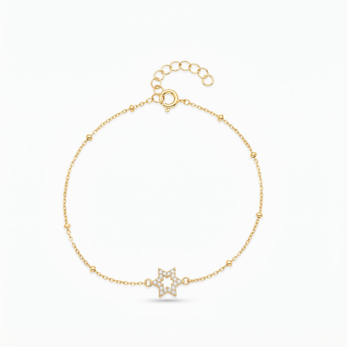 Gold Over Silver CZ Jewish Star or Star of David Bracelet