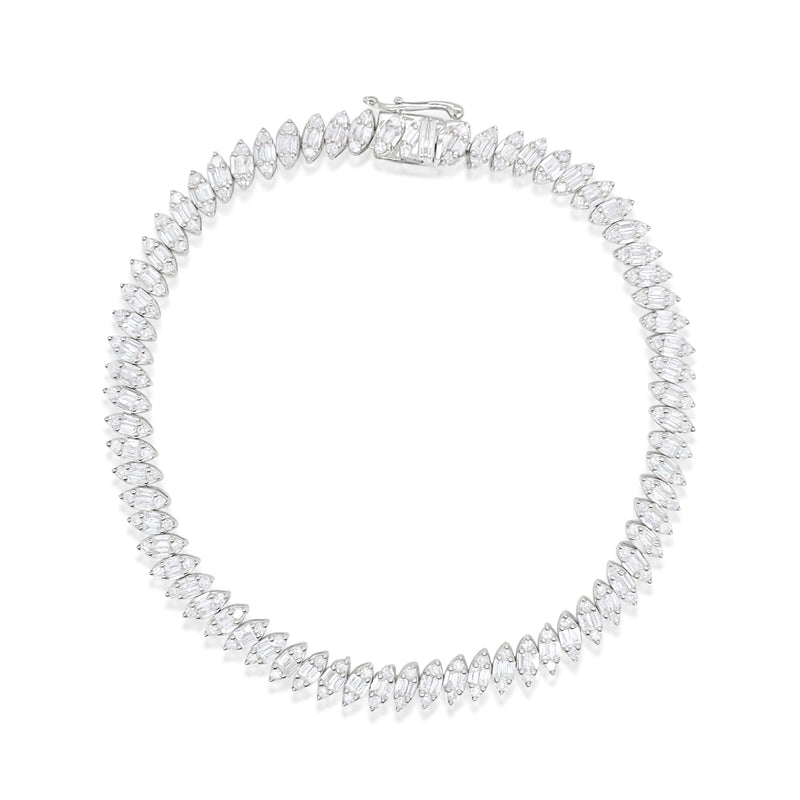 White Gold 2 Carat Marquise Tennis Bracelet 14kt White Gold 7 inches